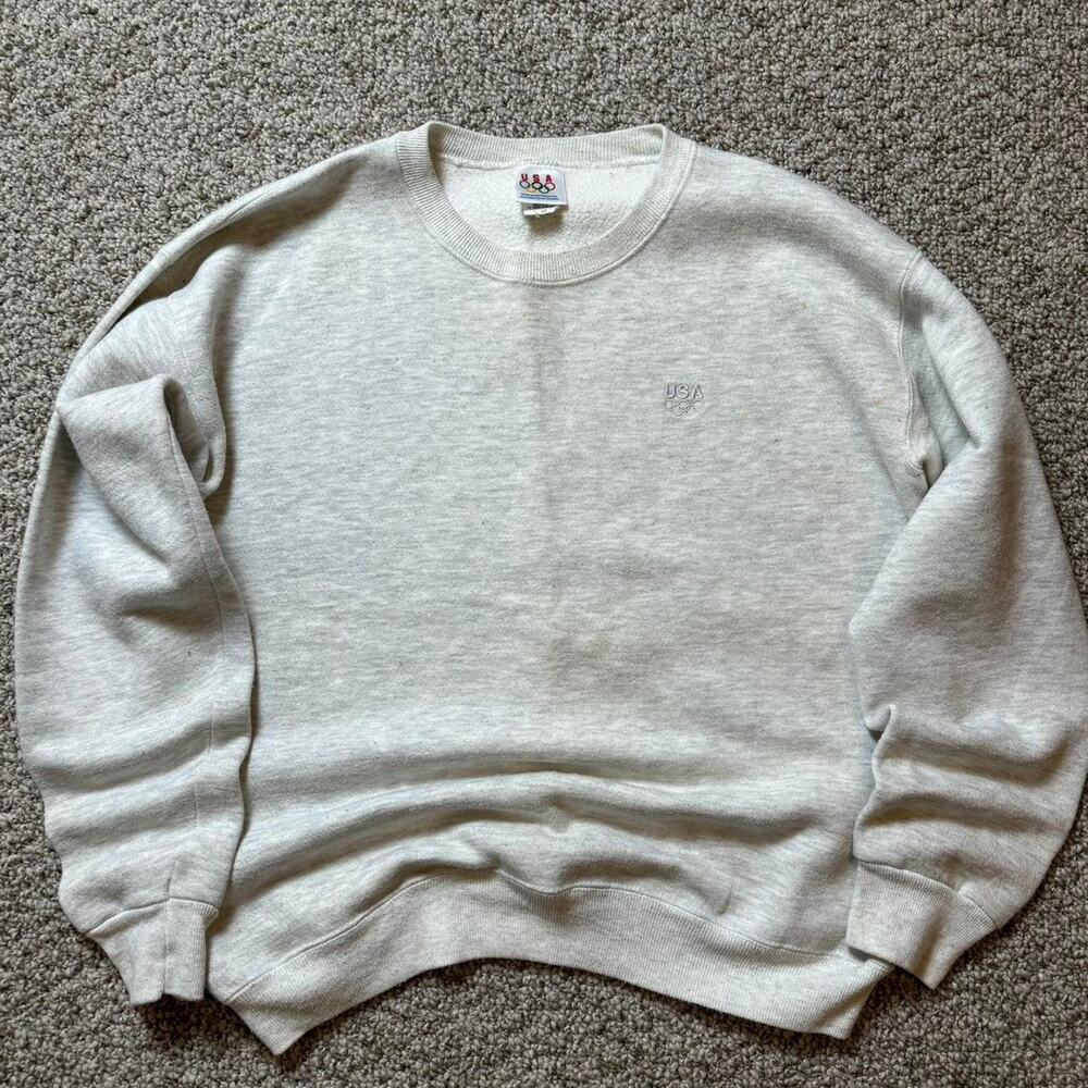 Vintage Olympic USA Embroidered Logo Crewneck Sweatshirt Size LT